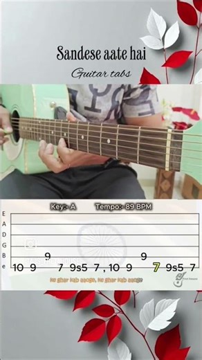 Sandese Aate Hai Guitar Tabs 🇮🇳 | Patriotic Melody on Guitar | Easy Tabs #Shorts #guitarshorts