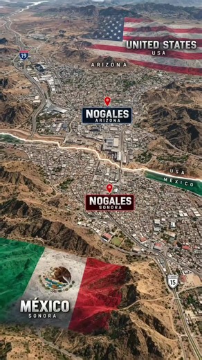 Sabías que dos ciudades pueden estar pegadas, pero separadas por una frontera? 🇺🇸🇲🇽 #Nogales #México #EstadosUnidos #Frontera #Geografía
