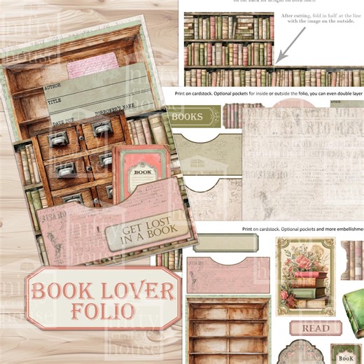 Vintage Style Book Lover Folio Kit: DIY Card, Gift Card Holder, Junk Journal Ephemera (digital Download) - Etsy