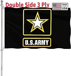 US Army Military Flag 3x5 Double Sided Heavy Duty United States Military Flag Army Black Heavy Duty 3 Ply 200D Polyester and Durable Canvas Header with 2 Brass Grommets