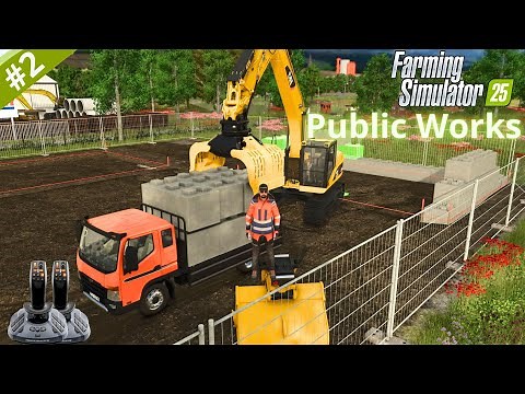 FS25 Public Works Construction with Concrete Blocks! Farming Simulator 25