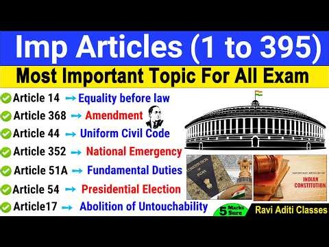 Important articles of Indian constitution | Article 1 to 395 | Polity Articles |SSC RAILWAY ALL EXAM