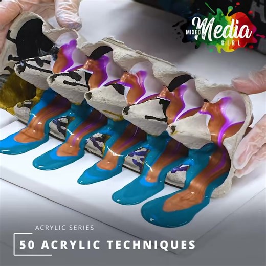 1.3K views · 1.3K reactions | Start exploring endless possibilities with acrylic pouring and create something truly stunning. Turn your fluid art ideas into reality. Featuring 50 unique techniques and detailed, step-by-step guidance, this course is designed for artists of all levels. https://courses.mixedmediagirl.com/50-pour-techniques | Mixed Media Girl | Facebook
