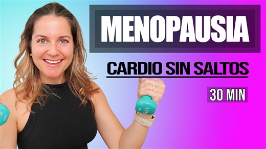 Siéntete más joven: ¡Cardio para la menopausia con pesas y sin saltos! 🤩🧡 La de hoy es una rutina de Cardio moderado donde vamos a mover todo el cuerpo y para hacerlo más divertido vamos a emplear unas mancuernas, en mi caso de 1 kilo. Ideal para cuando queremos pasar un buen rato, elevar nuestra energía, mejorar nuestro estado de ánimo y a la vez trabajar todos nuestros músculos sin necesidad de coger altas cargas. Puedes combinarla con otras rutinas de Fuerza de la serie de Menopausia 🌺 ¡Va