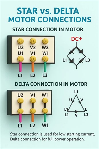 Star vs Delta Motor Connections Explained! ⚡️ #Shorts