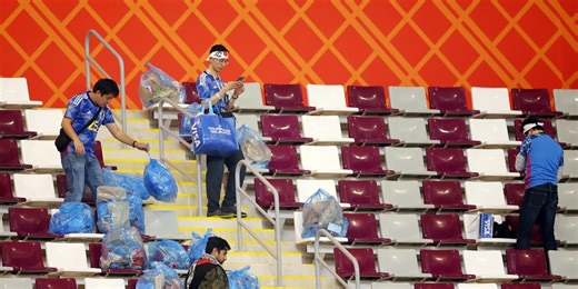 Why do Japan fans clean up the rubbish in stadiums at the World Cup?
