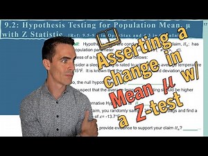 Hypothesis Tests for a Population Mean μ using a Z-test (sect9.2)