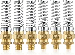 6PCS Air Brake Hose End Connector Set, Dazakoot 3/8” Male x1/2” Hose, 1/2” Male x 1/2” Hoses，Air Brake Line End Fitting with Spring for Semi Truck