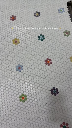 flooring deserved its own video!! 🦋🍒🍊✨🍓🩷 #bathroom #bathroomrenovation #bathroominspo #diy #diyproject #flooring #bathroominspiration #bathroomideas #tiling #flooring #customflooring | Izzy Owens