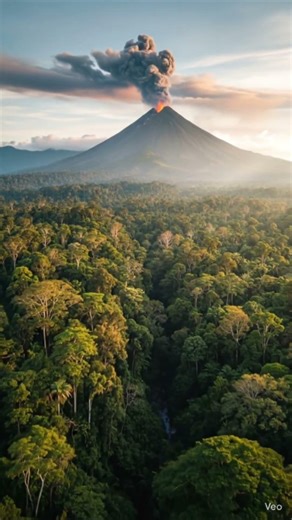 Tropical rainforest with active volcano nature sounds #nature #forest #viral