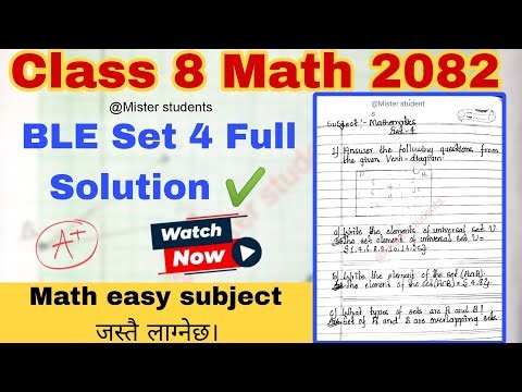Class 8 Math Model Question Paper 2082 || BLE Set 4 Solutions With Full Explanation |Must Watch 2025