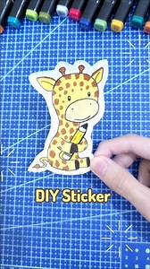 DIY Giraffe Sticker #diysticker #papercraft #kidscrafts #kidcraft #stickers