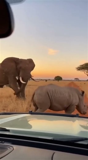 Rhino Launched by Giant Elephant… But What Happens Next Surprised Everyone#elephant#wildlife#animals