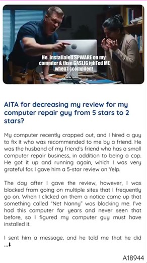 AITA for 🐣 decreasing 🌟 my review for my computer repair guy from 5 stars to 2 stars? | Josephine Norman