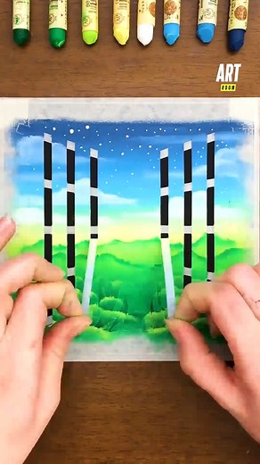 Je dessine aux pastels à l'huile sur fond noir 🌳😍🖤 #pastel #tutoriels #dessiner #art #ciel #voyage #commentdessiner | Art Room