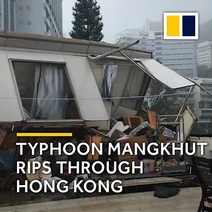 1.5M views · 10K reactions | Part of a building's roof falls off, collapsing scaffolding, smashed windows: more destruction in Hong Kong caused by Typhoon Mangkhut. | South China Morning Post | Facebook
