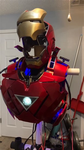 Iron Man Suit Builder | Armored Innovation on Instagram: "Full system activation test — Iron Man Mark VI 🔥 Shoulder missiles ➜ helmet ➜ rib cage ➜ arc reactor ➜ 12-servo backpack deployment. Fully 3D-printed, motorized, and built from scratch. Every panel has a function — every movement is intentional. #ironmansuit #ironmanbuild #3dprinting #cosplaybuild #makers #engineering #robotics #arduino #diyproject #cosplaytech"