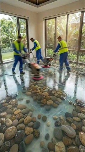 I Built a RIVER in My Bedroom! 🌊🔨 (Satisfying DIY Epoxy Floor) #shorts #epoxyresin #dreamhome