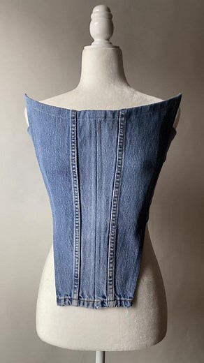 #upcycledcorset made from a pair of old jeans we thrifted