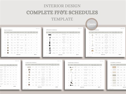 Forma Editable FFE Schedule Template: Interior Design Specification Sheet (canva) - Etsy Canada