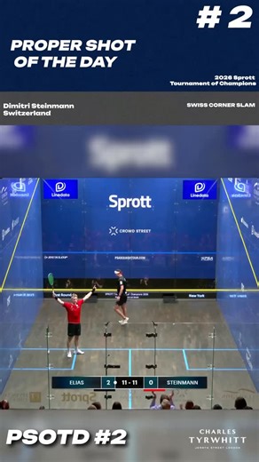 Tournament of Champions on Instagram: "Charles Tyrwhitt Proper Shot of the Day 2 🎯 @charlestyrwhitt @dimi_steinmann putting on an absolute show in Grand Central Terminal. Shot-making at its finest on squash’s most iconic stage. A proper shot. A world-class moment. One for the highlight reel. #ToC26 #charlestyrwhitt"