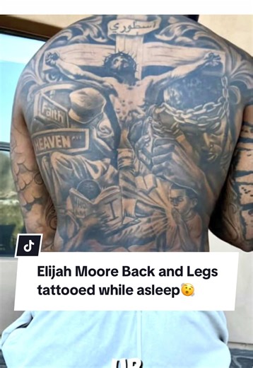 🫨 Elijah Moore just went under for a full back tattoo and both leg sleeves. He has some of the best tattoos in the NFL! #elijahmoore #backtattoo #legtattoo #inkednba #legsleeve