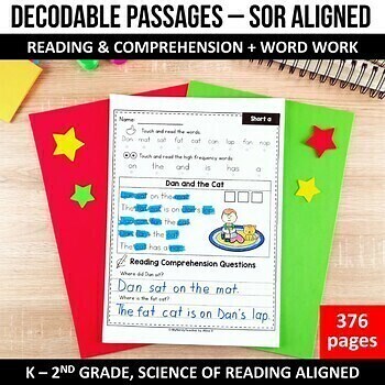 Science of Reading Decodable Reader Passage Comprehension and Questions Fluency