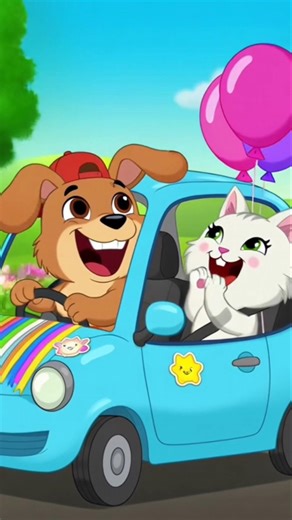Dog Aur Billi Ki Funny Car Ride 🚗😂 | Cute 2D Cartoon Story For Kids