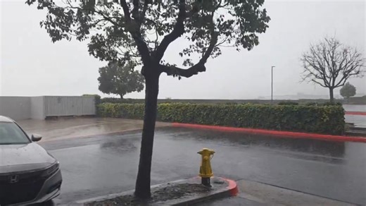 Intense rainstorm brings hazardous conditions to Azusa, California, USA