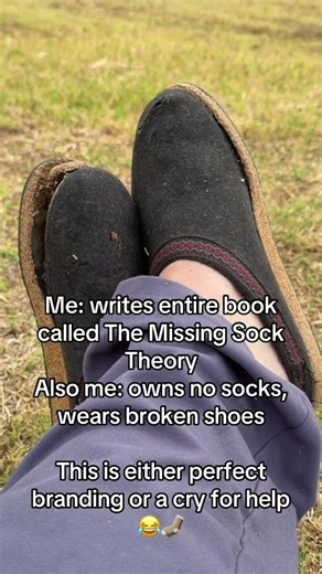 I wrote a whole book about The Missing Sock Theory & shows up sockless in broken shoes 😂
