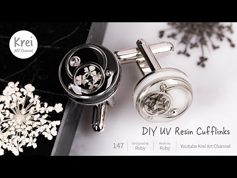 【UV レジン】DIYドライフラワーカフスボタン〜♪ UV Resin - DIY Cufflinks with Dried Flower