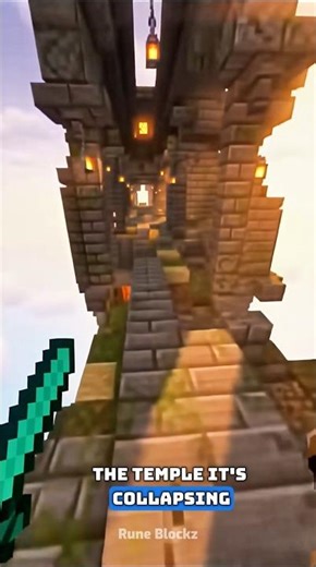 “Epic Minecraft Temple Collapse – Can the Player Escape?