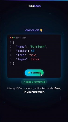 Free JSON Formatter | Beautify, Validate & Minify Instantly #Shorts