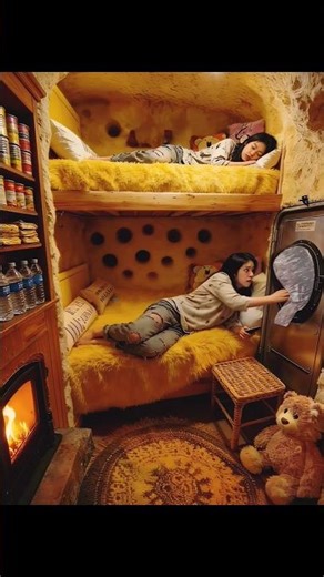 Cozy Rustic Log Cabin With Crackling Fireplace Sounds and outside Snowfall for Relax and Deep Sleep