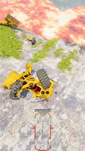 🚑🚌🤩3 Yellow Bulldozers vs Deep Lava Pit #shorts #beamngdrive #funny #beamngmods #LongestBusCrash