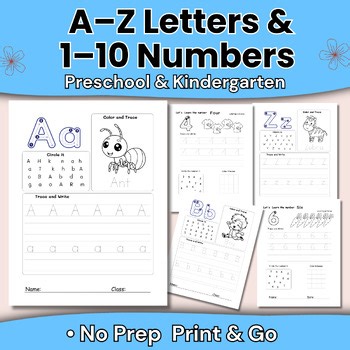 Alphabet and Number Tracing Worksheets A–Z and 1–10 | Preschool & Kindergarten