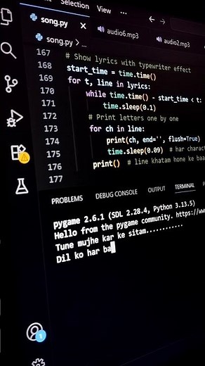 Python se music player bana diya! 🎵 | Song: love song 🤩💖🤩 #love #trending #coding #pythong