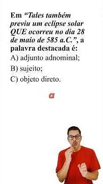 Syntactic function of the word QUE #publicexams #portuguesefromzero