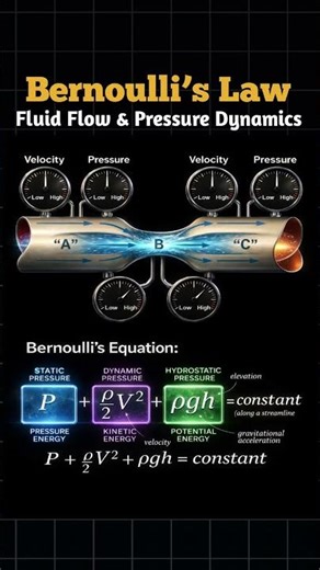 Bernoulli’s Law Explained | Fluid Flow & Pressure Dynamics | Easy Engineering Concept #bernoulli