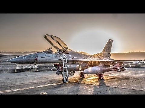 F-16 In Beautiful Sunset Time-Lapse + Taxi And Take-Off