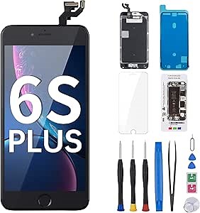 for iPhone 6S Plus Screen Replacement with Home Button 5.5" Black Full Assembly 6splus 3D Touch LCD Display Digitizer Fix Tools with Front Camera Speaker Sensor Glass Repair Kit A1634 A1687