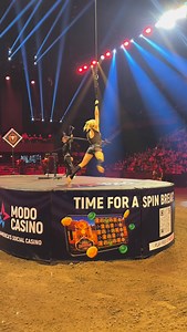 5.9K views · 2.4K reactions | The human firework is back at it again!  I absolutely love when I get to do the crazy stuff! Shoutout to the saftey & rigging team for pulling it off again! Two more arena shows to go this weekend in Kansas City  Check my stories to see the madness. #pyrotechnics #aerialist #circusact #stunts | Grace Good | Facebook