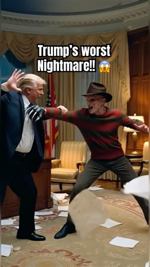 Trump gets attacked by Freddy Krueger in the Oval Office #shorts #funny #trump