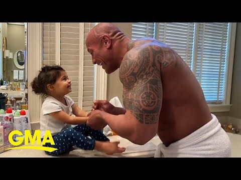 Dwayne Johnson sings 'You’re Welcome' while washing hands with daughter