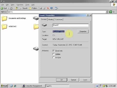 How To Create Mount Partitions - Windows Server 2003