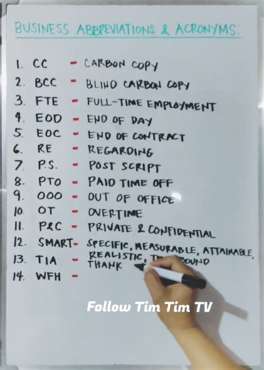 3.1M views · 5.5K reactions | Business Abbreviations and Acronyms https://youtube.com/@timtimtv1125 | Tim Tim TV | Facebook