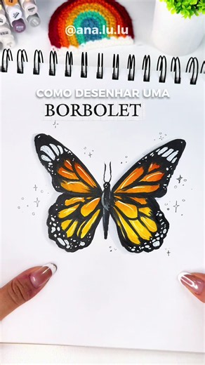 Como desenhar uma Borboleta 🦋✍🏻 Deixe nos comentários o que mais você quer aprender por aqui! 💬 #arte #desenho #tutorial #borboleta #fyp