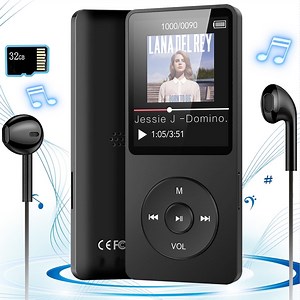 Henotian MP3 Player, Music Player with 32GB Micro SD Card, Headphones, Built-in Speaker/Photo/Video Playback/FM Radio/Video Recorder/E-Book Reader for Kids, Running, Walking
