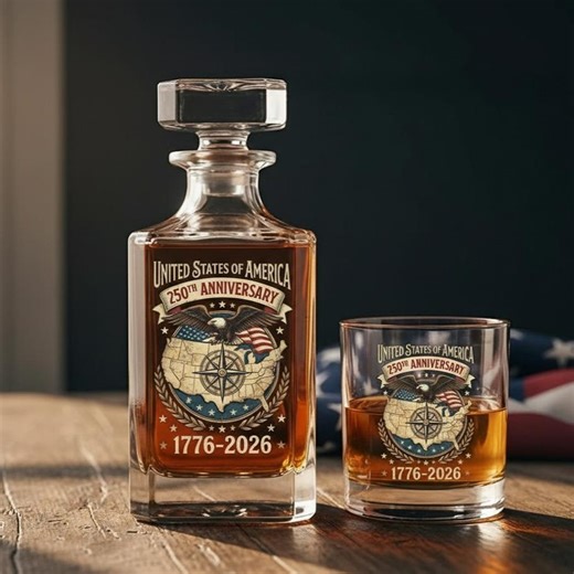 250th Anniversary Whiskey Decanter Set, American Legacy Patriotic Gift - Etsy