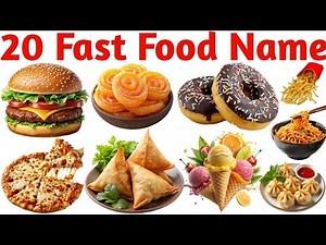 Learn 20 Fast Food Names for Kids | Kids Learning Video